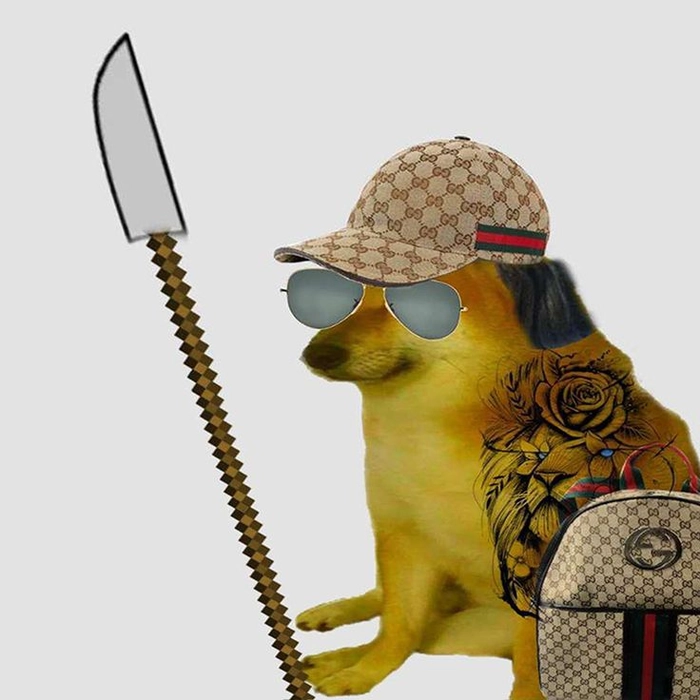 Meme chó Shiba cầm gậy cực lầy