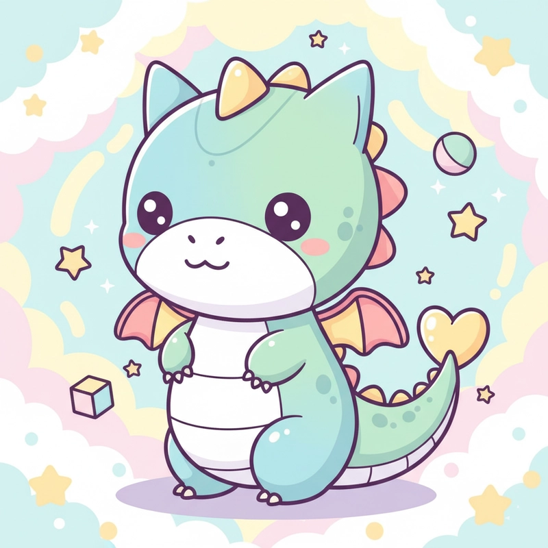 Rồng chibi cute sắc màu tươi sáng