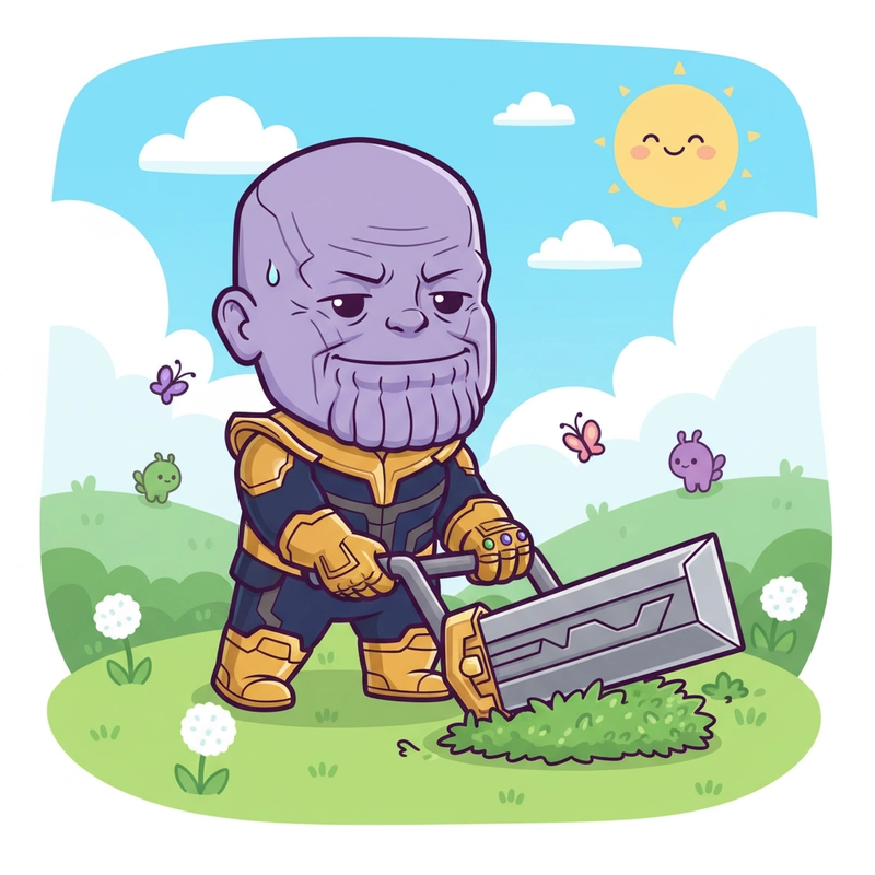 Thanos chibi Marvel cute màu sắc tươi sáng
