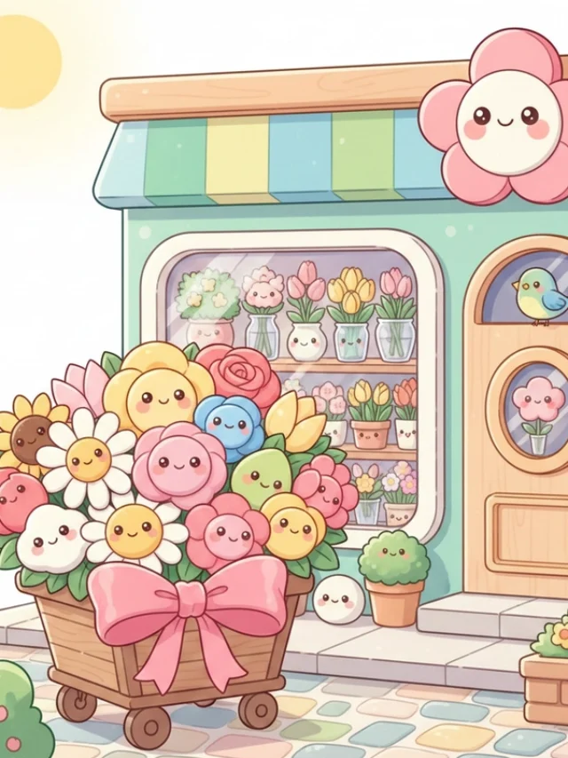 Ảnh bó hoa chibi xinh