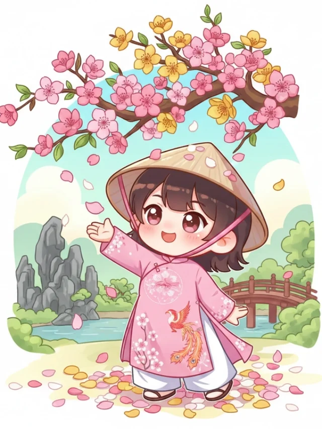 Áo dài chibi kiểu Việt Nam