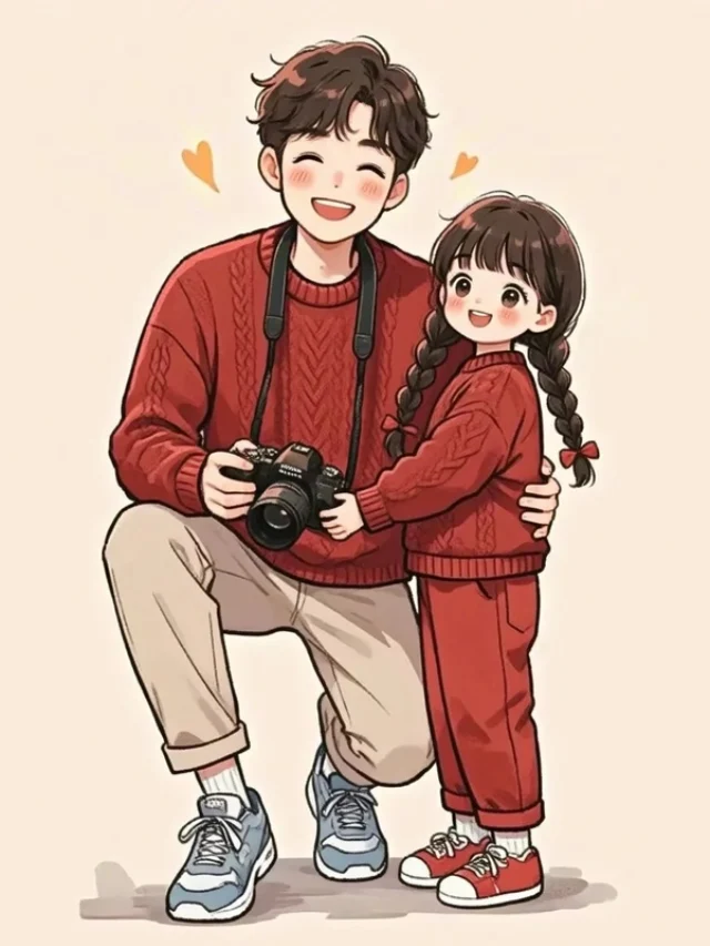 Bức hình cha và con gái cùng chụp hình