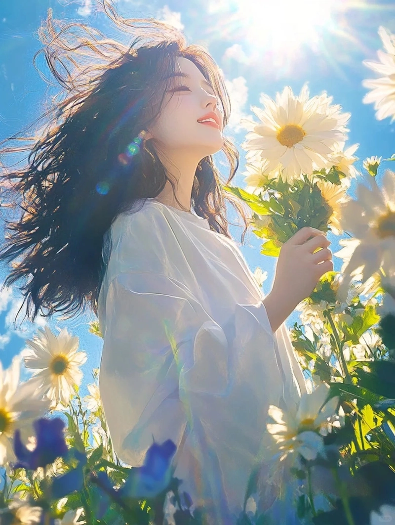 Hình nền cô gái và hoa hướng dương phù hợp con gái