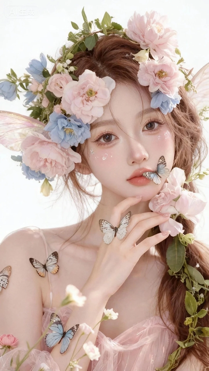 Hình nền cô gái và hoa phong cách lãng mạn