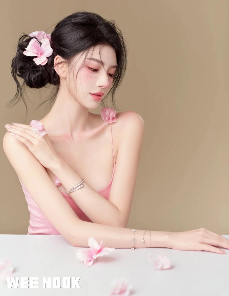 Hình nền vẽ cô gái và hoa nghệ thuật dễ thương