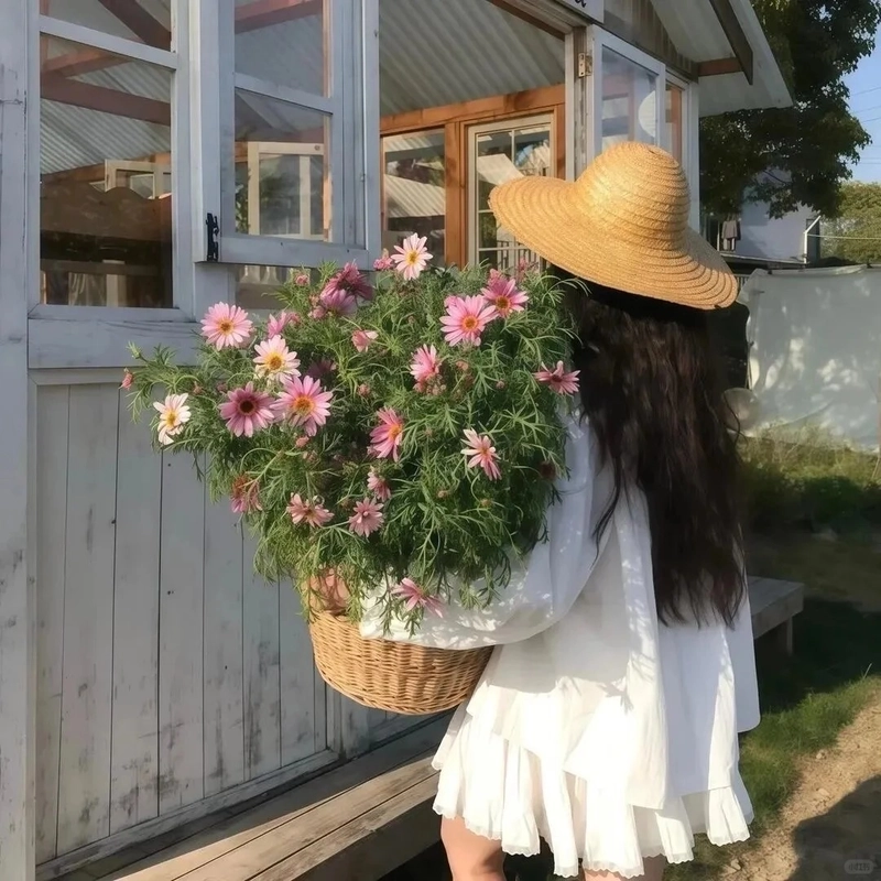 Hình nền vẽ cô gái và hoa pastel ngọt dịu