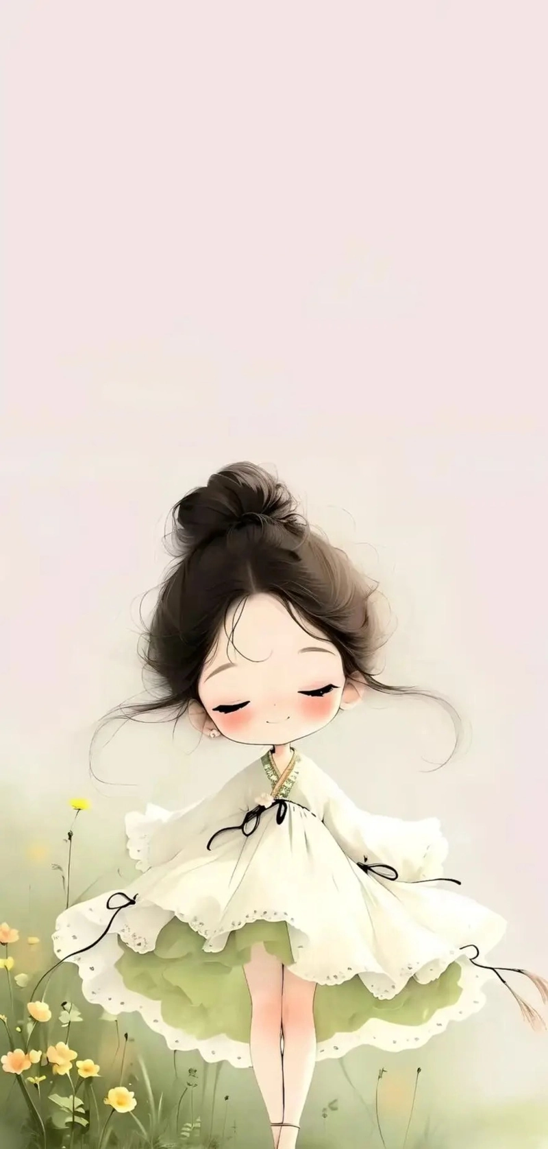 Hình nền cô gái chibi pastel nhẹ như mây