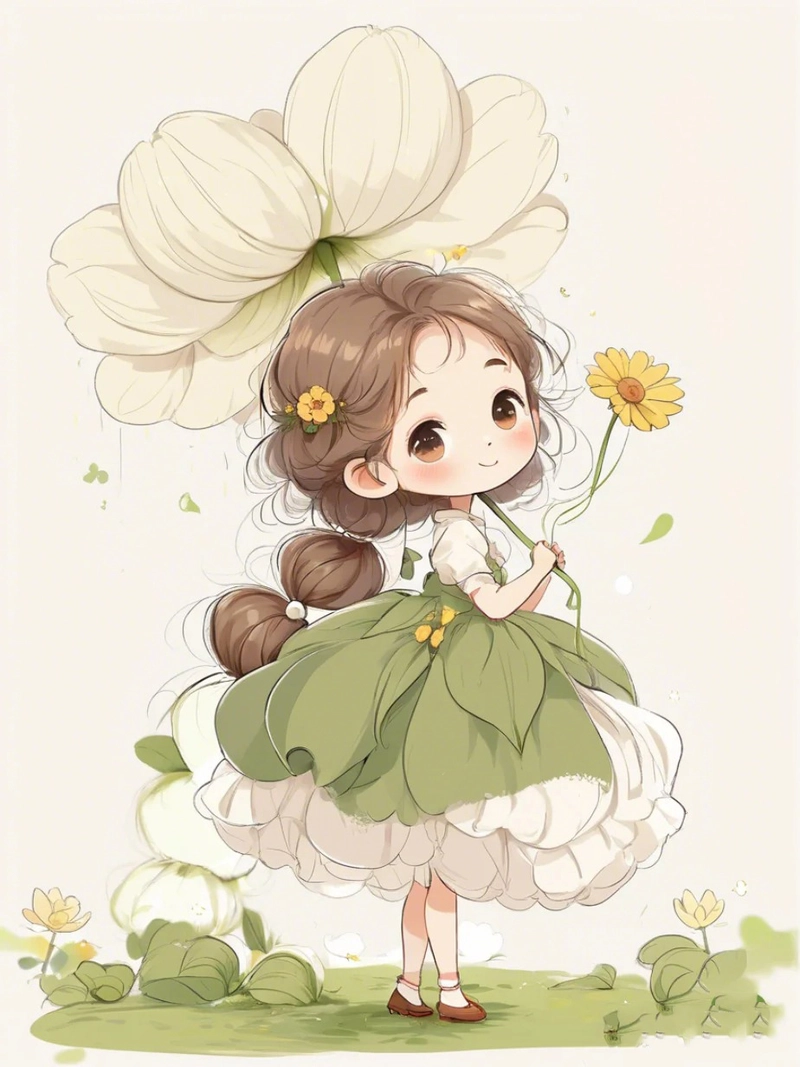 Hình nền cô gái cute chibi màu pastel