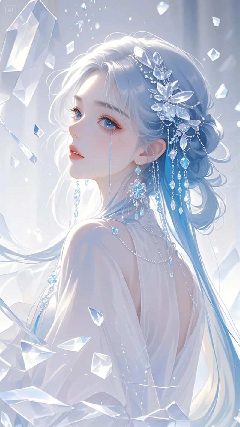 Hình nền cô gái màu xanh dương style hiện đại