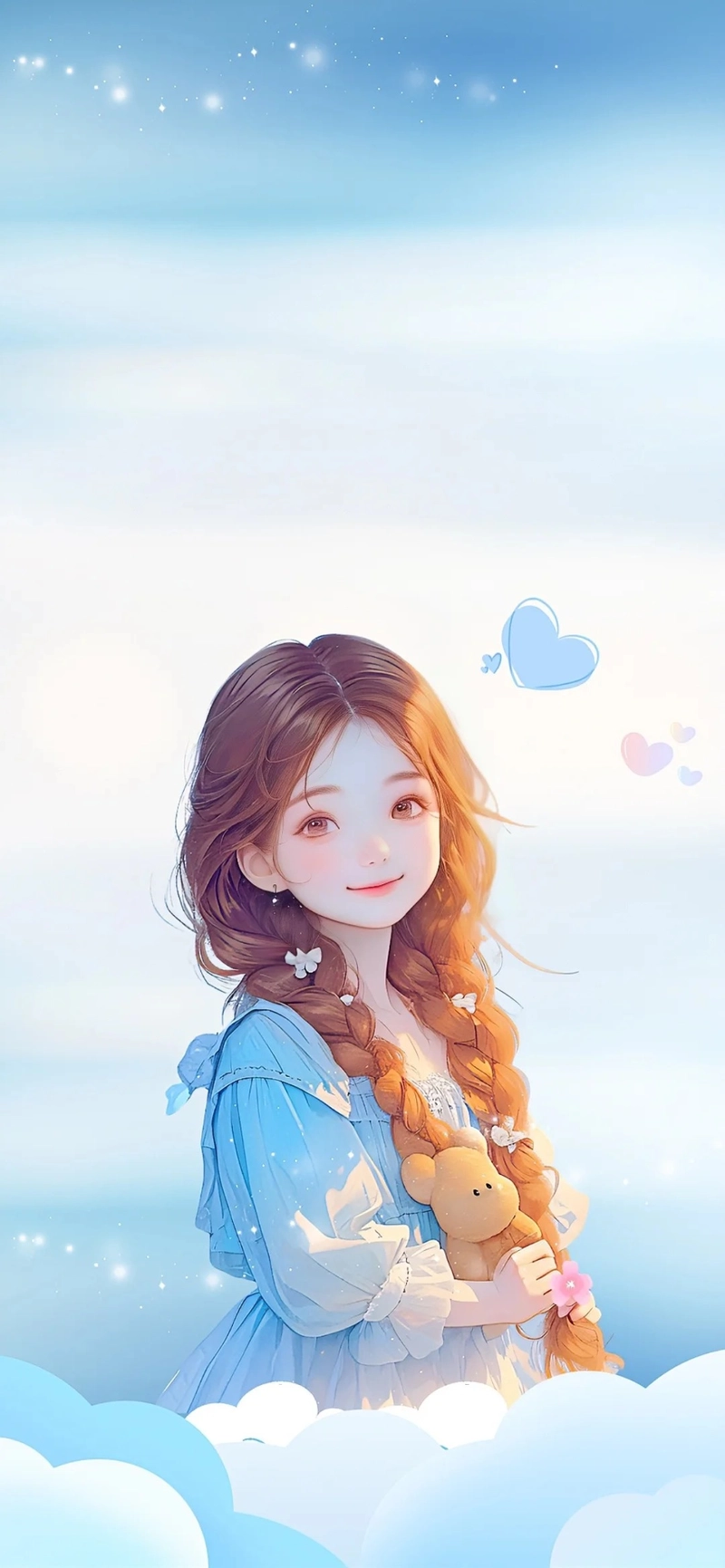 Hình nền cô gái màu xanh dương tinh tế và cuốn hút