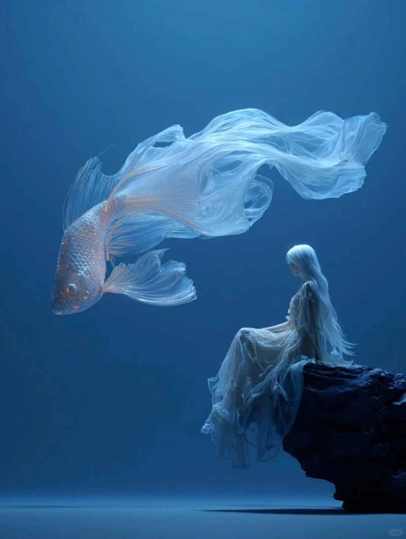 Hình nền cô gái màu xanh hợp gu tối giản