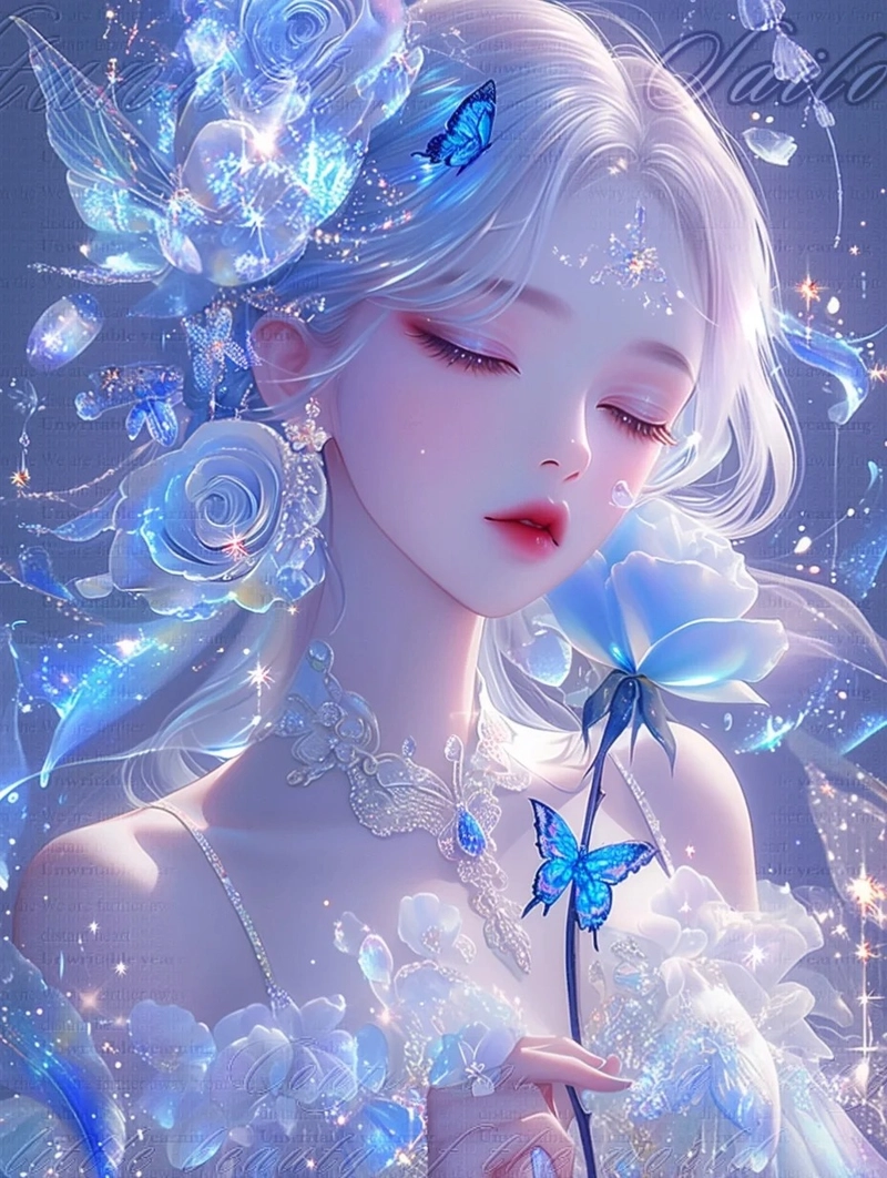 Hình nền cô gái màu xanh pastel dịu êm