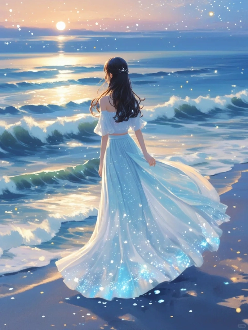 Hình nền cô gái tone xanh dương thư giãn