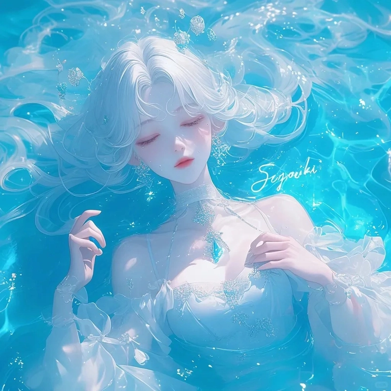 Hình nền cô gái xanh dương mang vibe biển trời