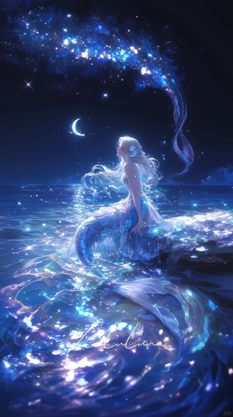 Hình nền cô gái xanh dương tạo cảm giác an yên